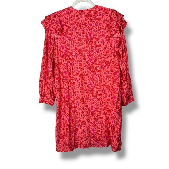 Vineyard Vines NWT Papaya Floral Helenium Tunic Loose Puff Sleeve Silk Dress XS - Picture 10 of 10